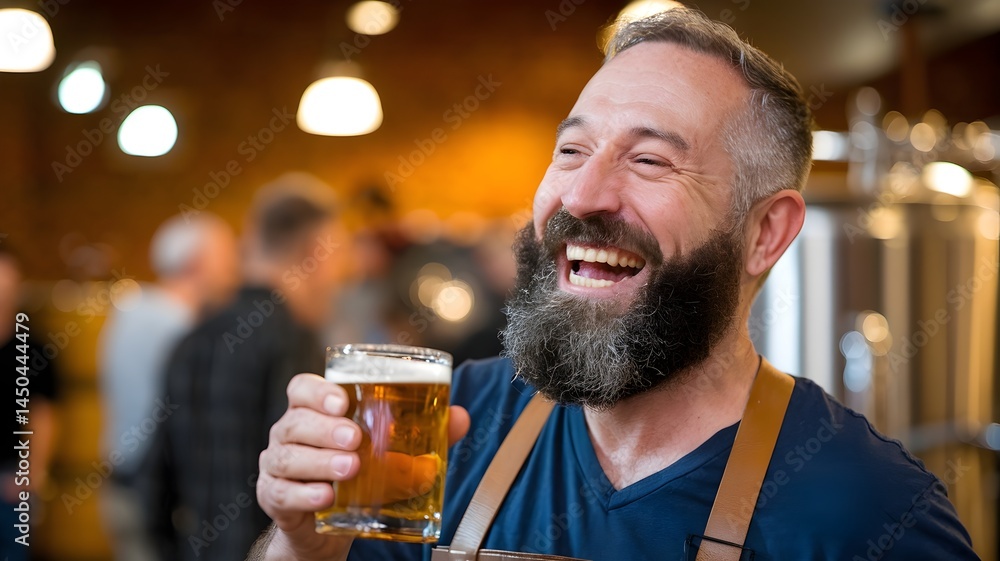 Happy Man with Beer in a Pub Happy Man with Beer in a Pub