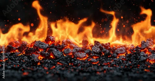 Fiery embers flames heat