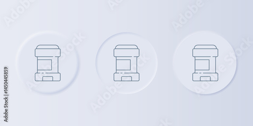 Grey Antiperspirant deodorant roll icon isolated on grey background. Cosmetic for body hygiene. Set icons in square buttons. Vector