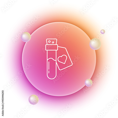 White Bottle with love potion icon isolated on white background. Valentines day symbol. Orange and pink gradient circle background. Vector