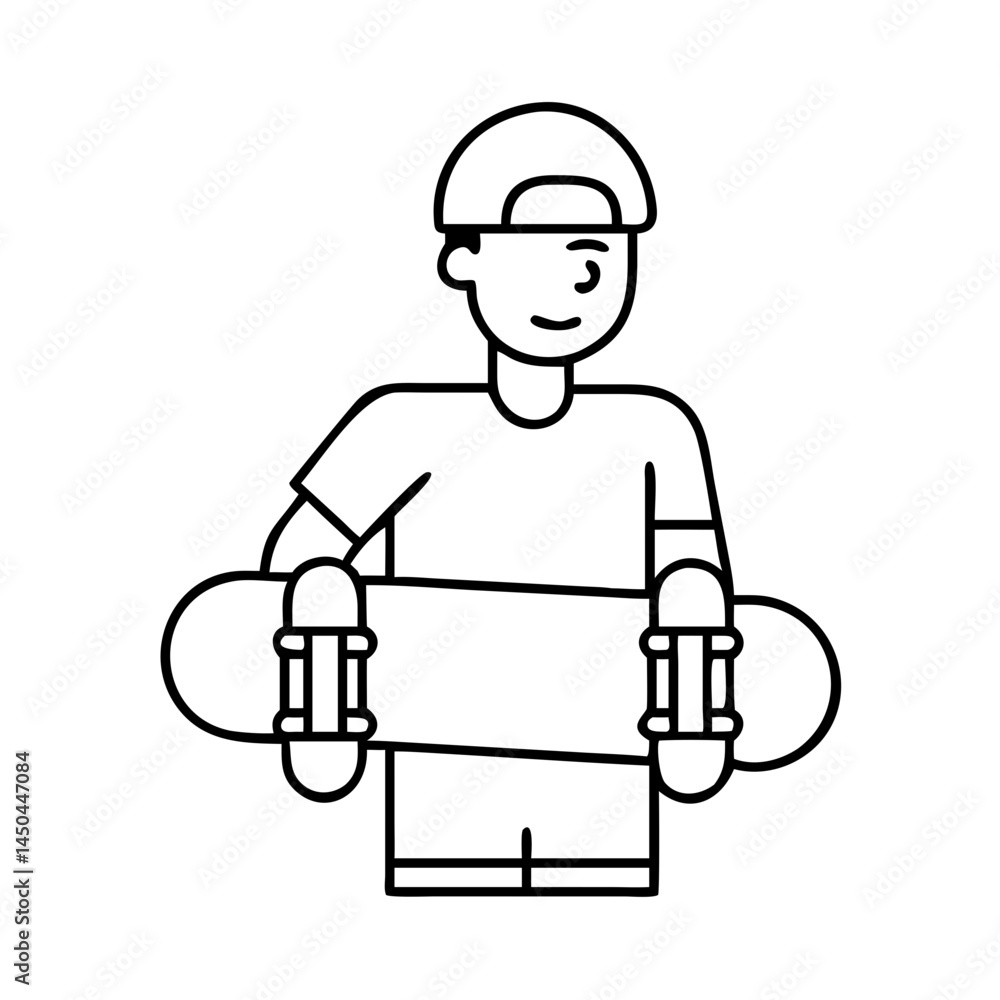 skater holding the board icon, skater holding the board line art - simple line art of skater holding the board, perfect for skater holding the board logos and icons skater holding the board icon, skater holding the board line art - simple line art of skater holding the board, perfect for skater holding the board logos and icons