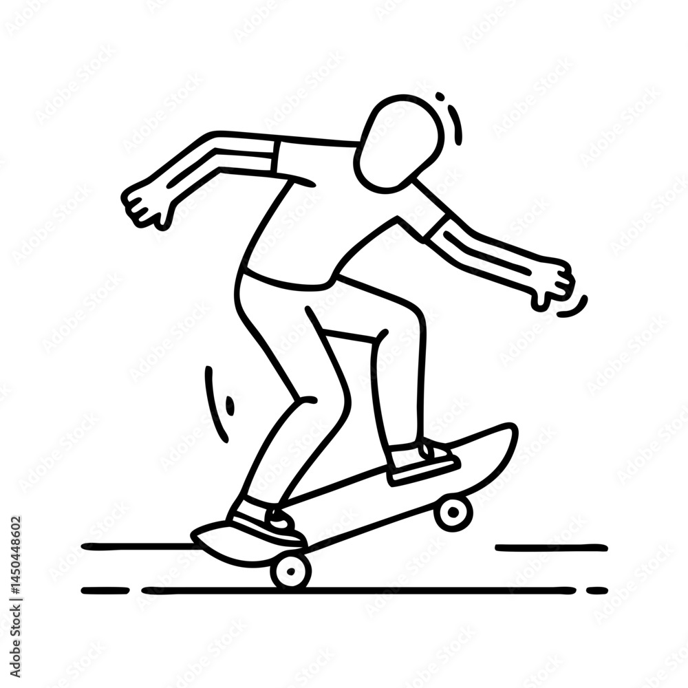 Fototapeta premium skater performing a nollie icon, skater performing a nollie line art - simple line art of skater performing a nollie, perfect for skater performing a nollie logos and icons