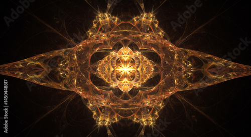 The glowing entity expands into multiple layers of reality fractals within fractals