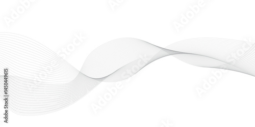 Abstract grey, white smooth element swoosh speed wave modern stream transparent background. Abstract wave line for banner, template, wallpaper background with wave design. Vector illustration	
