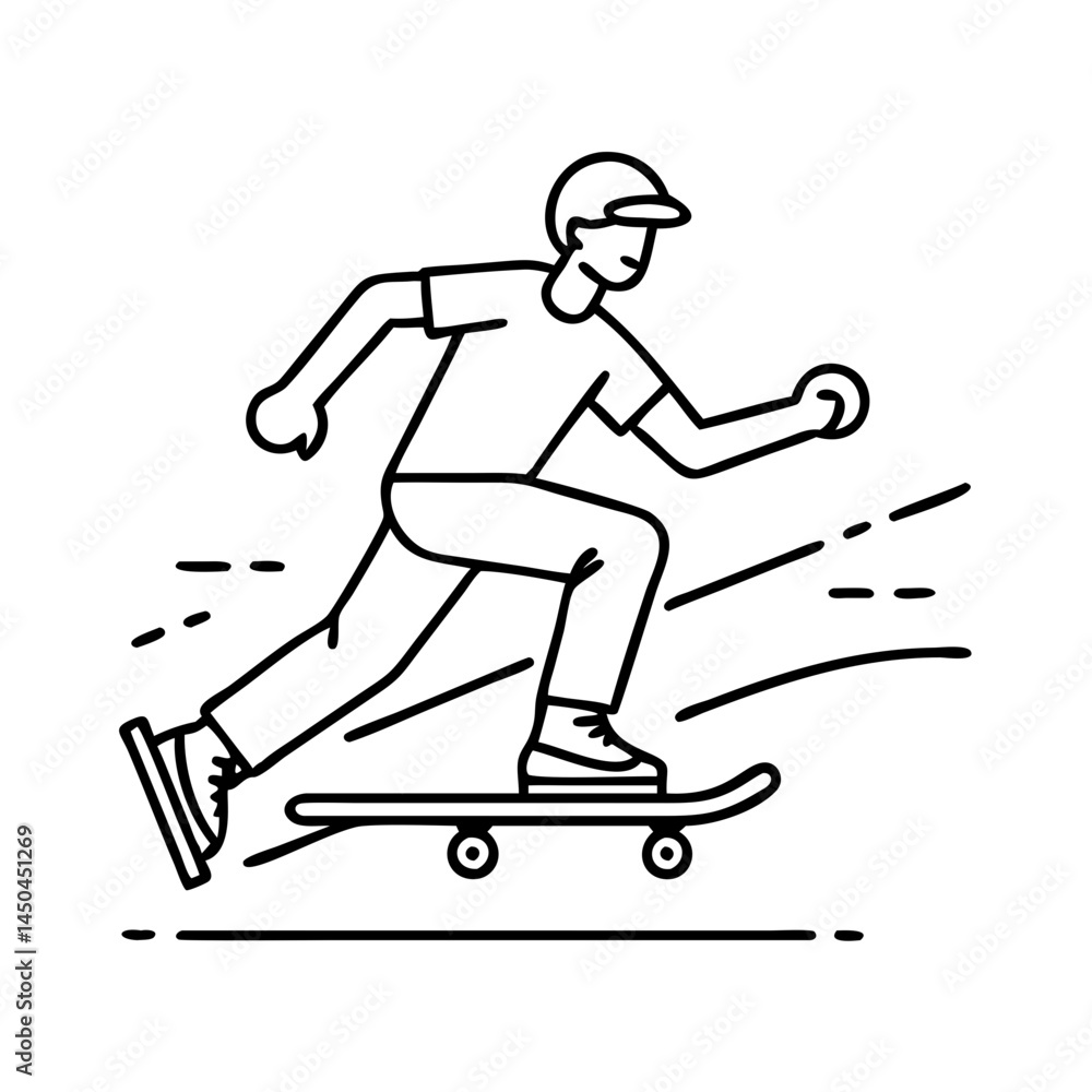 Obraz premium street skater icon, street skater line art - simple line art of street skater, perfect for street skater logos and icons