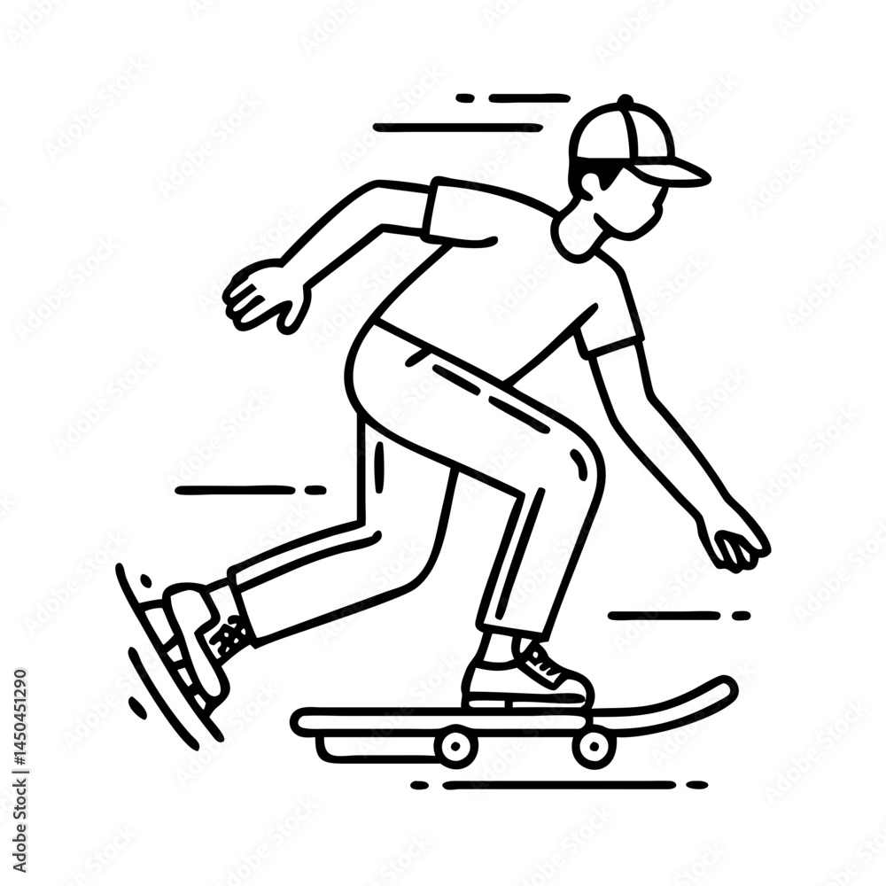 street style skater icon, street style skater line art - simple line art of street style skater, perfect for street style skater logos and icons street style skater icon, street style skater line art - simple line art of street style skater, perfect for street style skater logos and icons