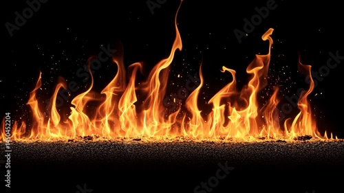 Abstract warm isolated fire flame blaze on black background