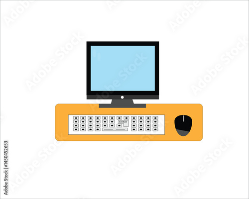 Canvas Print computer monitor with mouse and keyboard