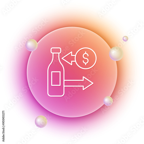White Reception and sale of glass bottles icon isolated on white background. Orange and pink gradient circle background. Vector