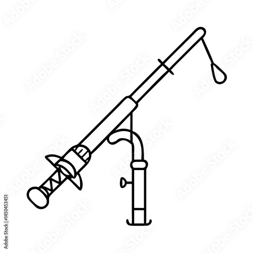 surf fishing rod holder icon, surf fishing rod holder line art - simple line art of surf fishing rod holder, perfect for surf fishing rod holder logos and icons