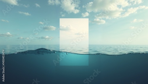 Obraz na płótnie Abstract ocean scene with geometric shapes in calm waters w salonie