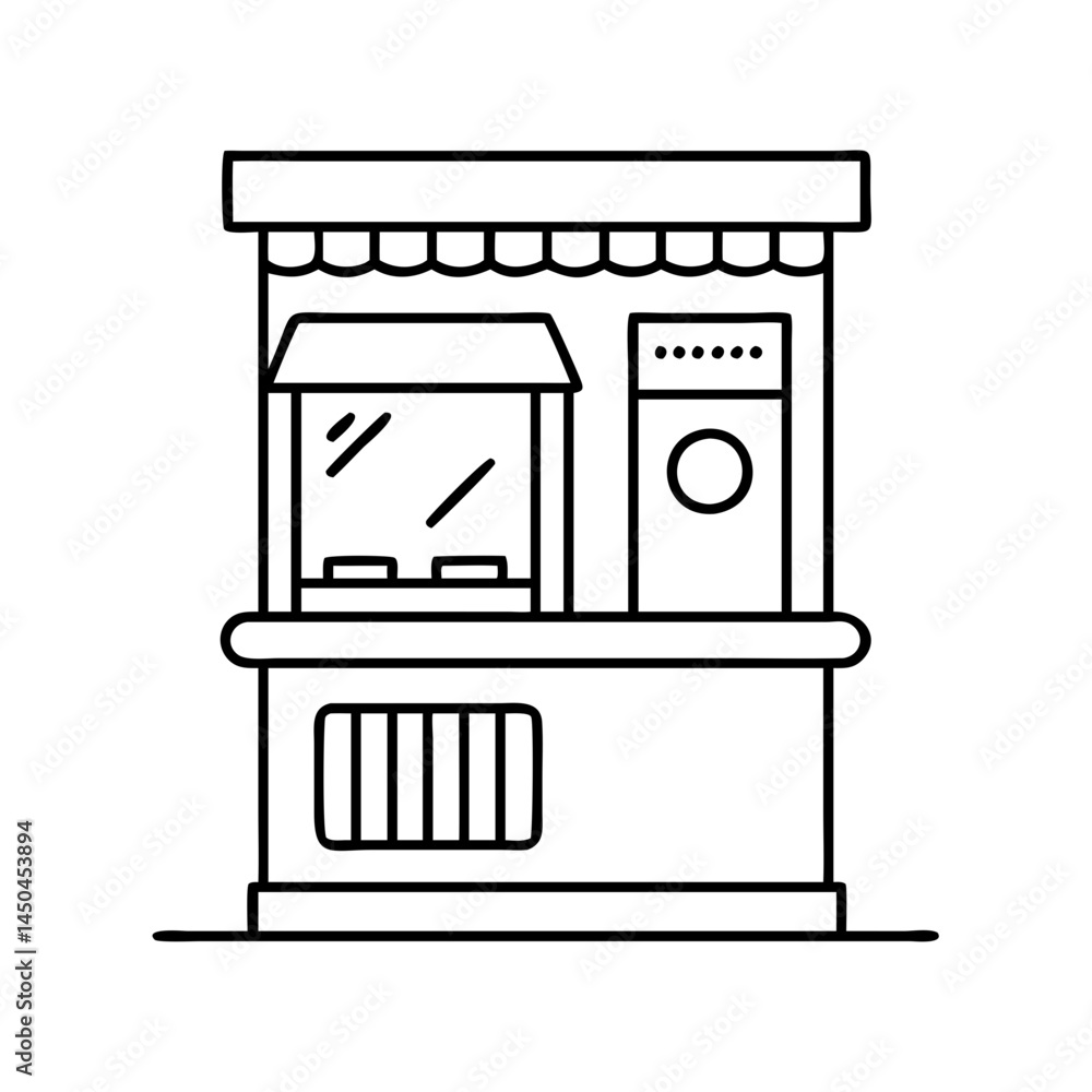 ticket kiosk icon, ticket kiosk line art - simple line art of ticket kiosk, perfect for ticket kiosk logos and icons ticket kiosk icon, ticket kiosk line art - simple line art of ticket kiosk, perfect for ticket kiosk logos and icons