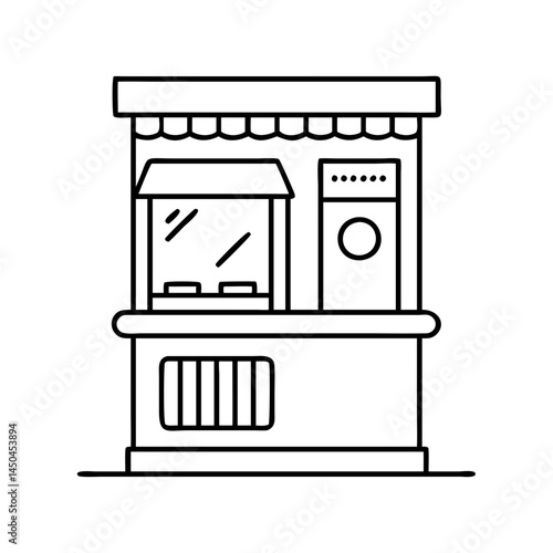 ticket kiosk icon, ticket kiosk line art - simple line art of ticket kiosk, perfect for ticket kiosk logos and icons