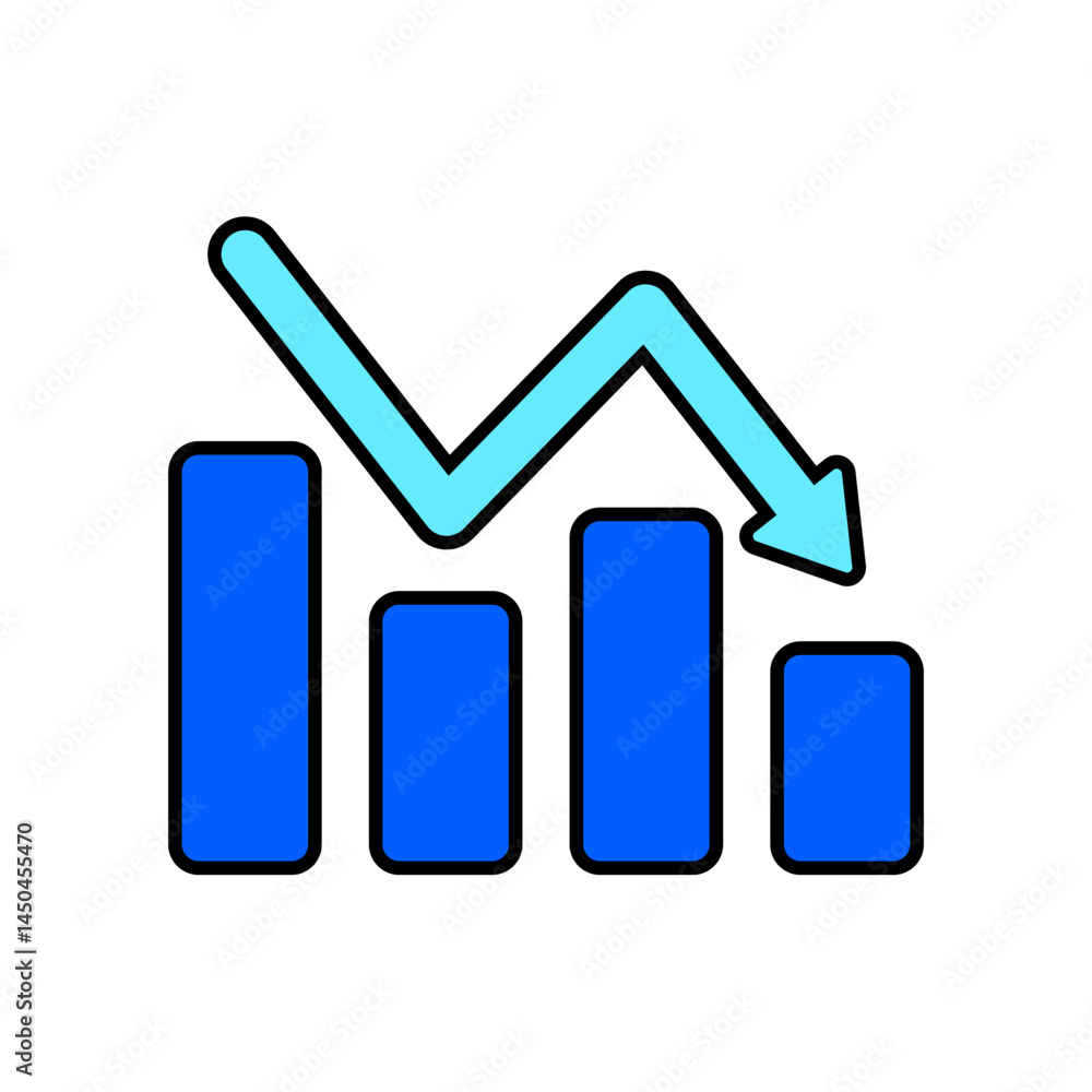 Icon a decline chart, isolated against a clean background. Icon a decline chart, isolated against a clean background.