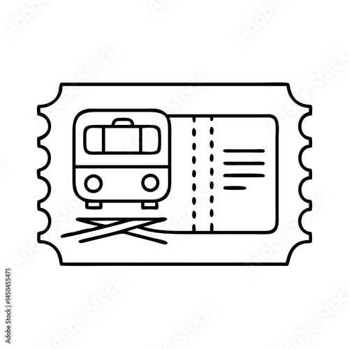 train ticket icon, train ticket line art - simple line art of train ticket, perfect for train ticket logos and icons