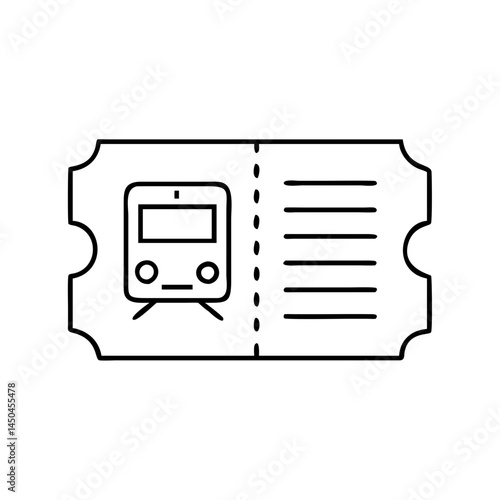 train ticket icon, train ticket line art - simple line art of train ticket, perfect for train ticket logos and icons