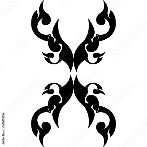 Abstract floral design reminiscent of tribal tattoo art illustrations with vintage style shapes. photo