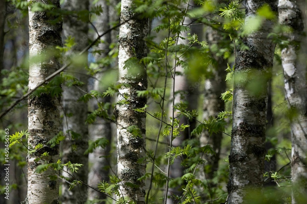 Obraz premium Birch trees in the spring forest.