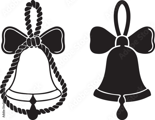 christmas bells vector, christmas bell silhouette vector icon set, silhouette vector illustration