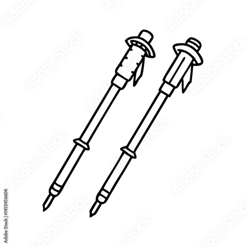 trekking poles icon, trekking poles line art - simple line art of trekking poles, perfect for trekking poles logos and icons