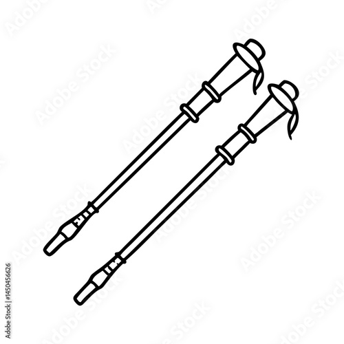 trekking poles icon, trekking poles line art - simple line art of trekking poles, perfect for trekking poles logos and icons