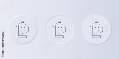Grey French press icon isolated on grey background. Set icons in square buttons. Vector