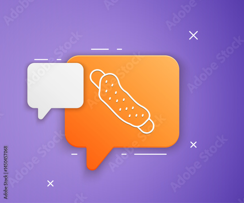 White Washcloth icon isolated on purple background. Bath house sauna washcloth sign. Item for pleasure and relaxing. Orange speech bubble symbol. Vector