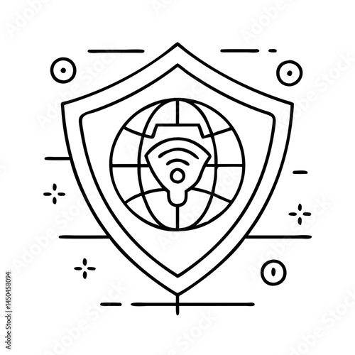 vpn shield icon, vpn shield line art - simple line art of vpn shield, perfect for vpn shield logos and icons