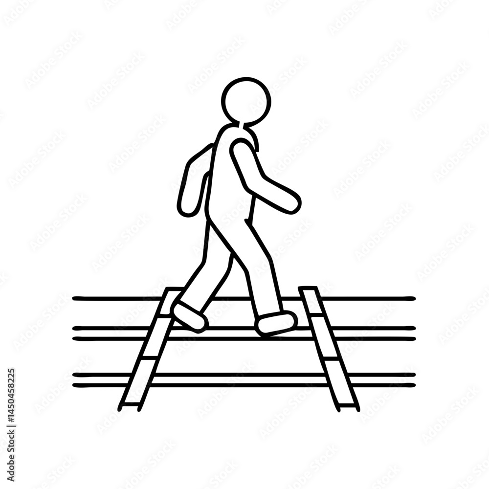 walking along railway tracks icon, walking along railway tracks line art - simple line art of walking along railway tracks, perfect for walking along railway tracks logos and icons walking along railway tracks icon, walking along railway tracks line art - simple line art of walking along railway tracks, perfect for walking along railway tracks logos and icons