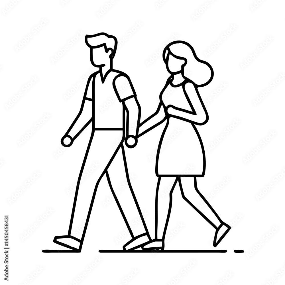 walking couple icon, walking couple line art - simple line art of walking couple, perfect for walking couple logos and icons walking couple icon, walking couple line art - simple line art of walking couple, perfect for walking couple logos and icons