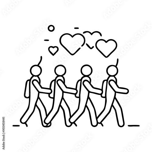 walking for a cause charity walk icon, walking for a cause charity walk line art - simple line art of walking for a cause charity walk, perfect for walking for a cause charity walk logos and icons