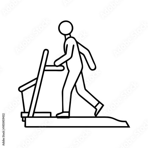 walking on treadmill icon, walking on treadmill line art - simple line art of walking on treadmill, perfect for walking on treadmill logos and icons