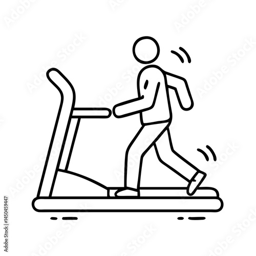 walking on treadmill icon, walking on treadmill line art - simple line art of walking on treadmill, perfect for walking on treadmill logos and icons