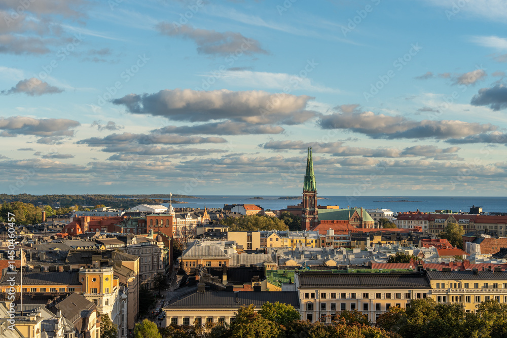 Fototapeta premium Helsinki Cityscape Under a Dramatic Sky