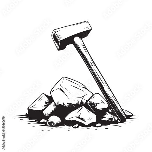Cold Chisel Hammer Stock Image Vector Isolated on white background.