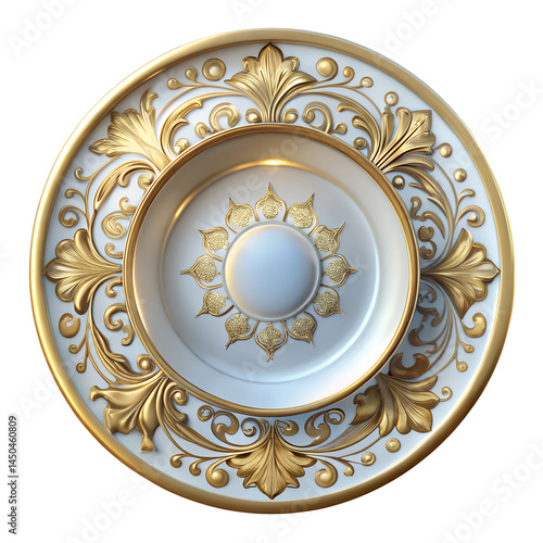 decorative white and gold porcelain plate