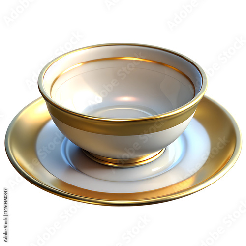 white and gold porcelain soup bowl