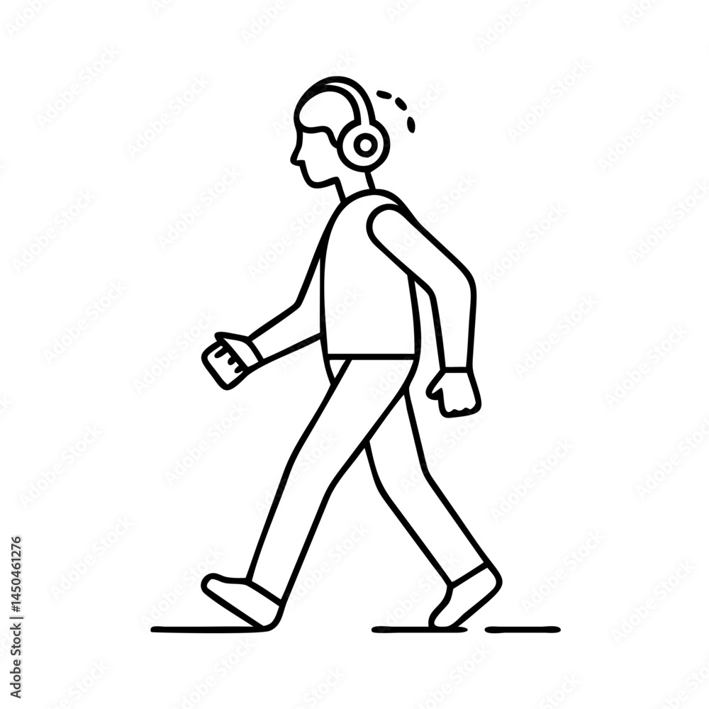 walking with headphones icon, walking with headphones line art - simple line art of walking with headphones, perfect for walking with headphones logos and icons walking with headphones icon, walking with headphones line art - simple line art of walking with headphones, perfect for walking with headphones logos and icons