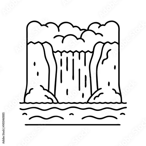 waterfall icon, waterfall line art - simple line art of waterfall, perfect for waterfall logos and icons