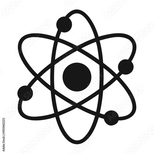 Atom structure vector graphic for science education and physics symbol illustration design element concept isolated on transparent background