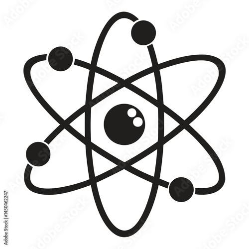 Atom structure model vector illustration for science education and physics chemistry learning research isolated on transparent background