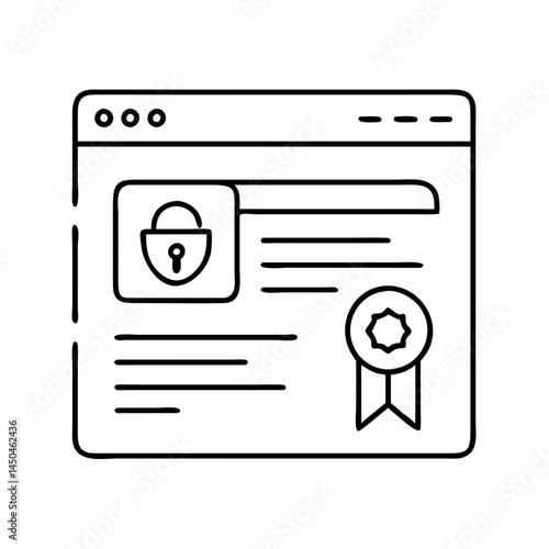 website security certificate icon, website security certificate line art - simple line art of website security certificate, perfect for website security certificate logos and icons