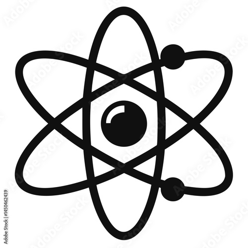 Atom symbol graphic science education physics chemistry electron proton neutron model for learning and teaching isolated on transparent background