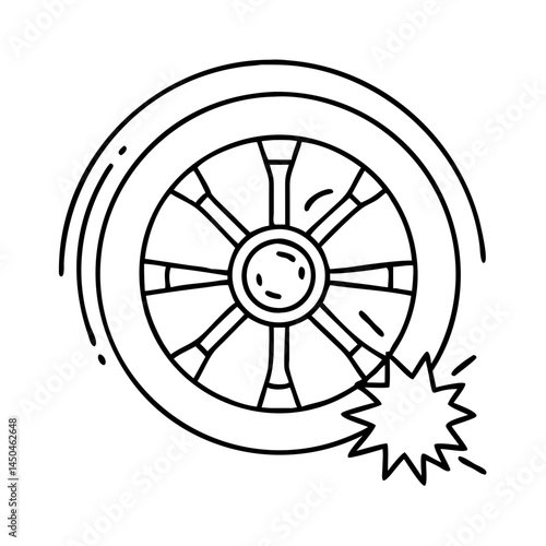 wheel bite icon, wheel bite line art - simple line art of wheel bite, perfect for wheel bite logos and icons