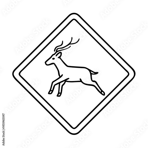 wildlife crossing sign icon, wildlife crossing sign line art - simple line art of wildlife crossing sign, perfect for wildlife crossing sign logos and icons