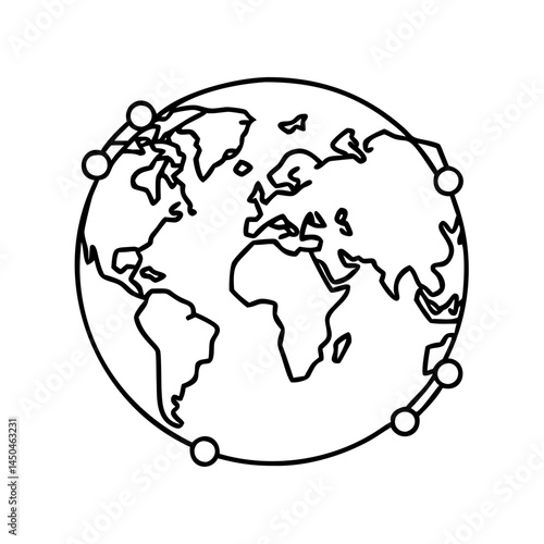 world map icon, world map line art - simple line art of world map, perfect for world map logos and icons