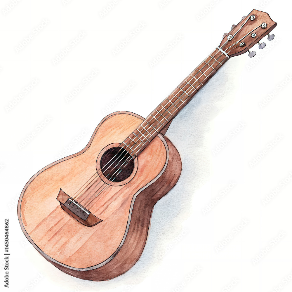 Fototapeta premium A guitar watercolor hand paint on a solid white background