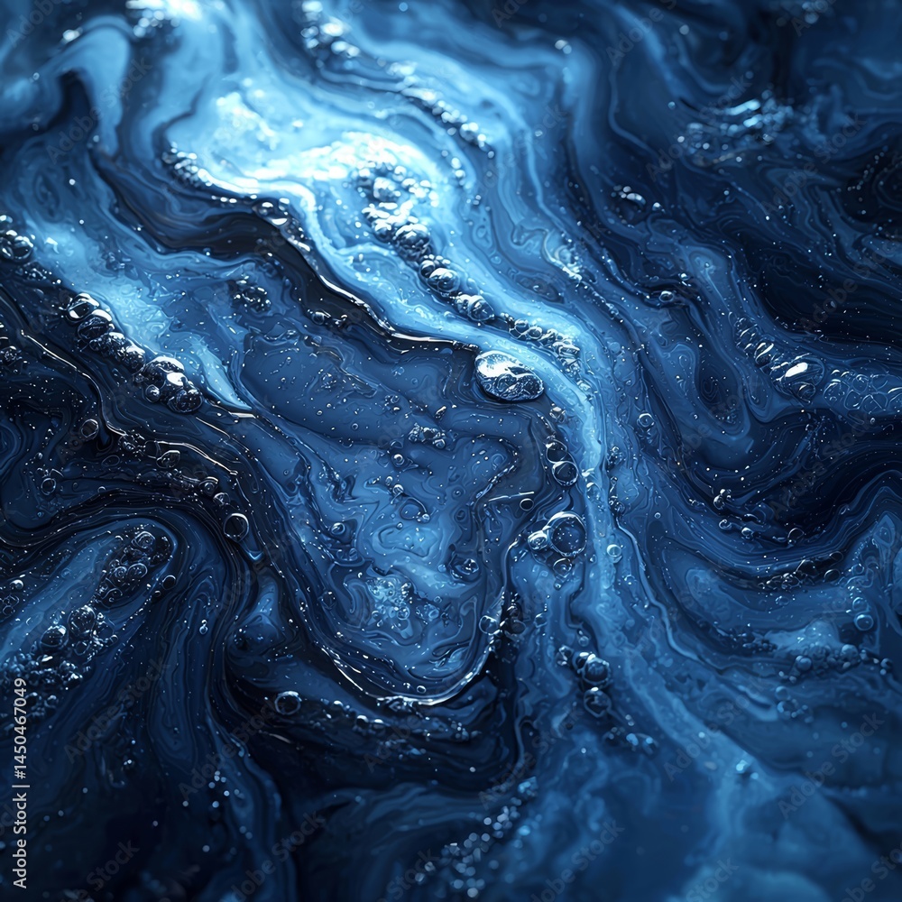Close-up Abstract Blue Fluid Texture Close-up Abstract Blue Fluid Texture
