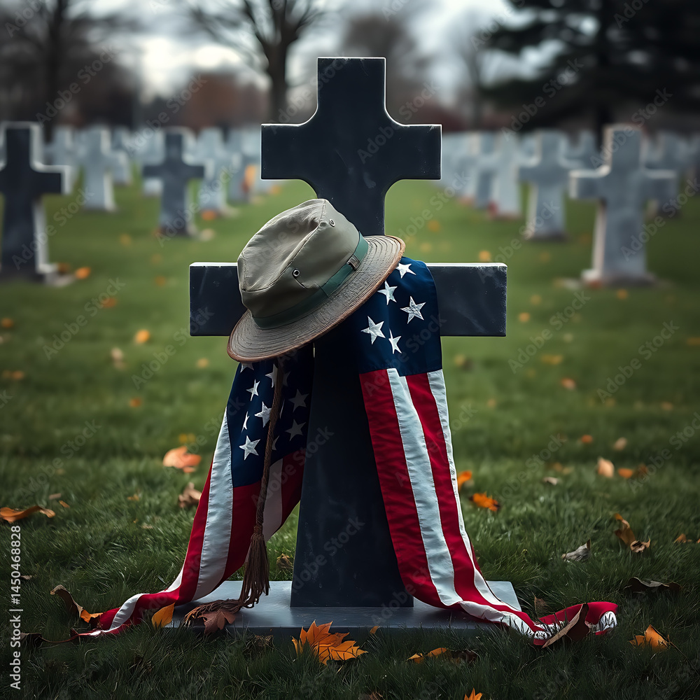 Obraz premium National American flag and army flag