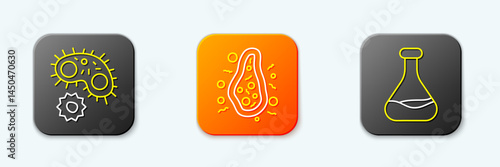 Set line Virus, Bacteria and Test tube and flask icon. Vector